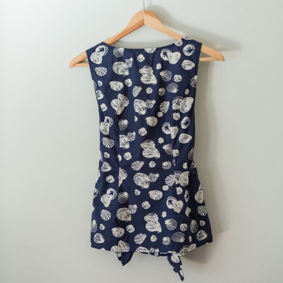 Blue and white seashell button-up shirt - Picture 5 of 5